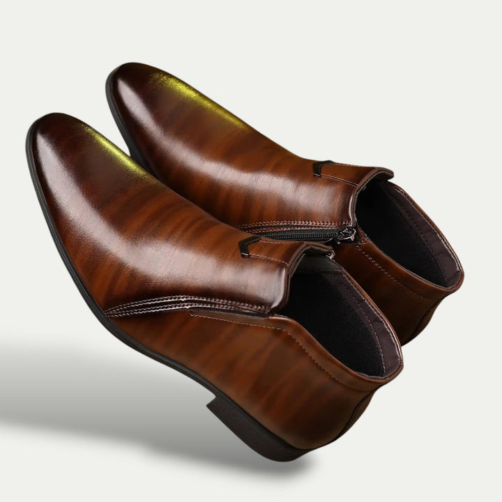 Klassiska Ankelstövlar | Polerade Herrboots med Dragkedja | Elegant Design för Mångsidig Användning 2