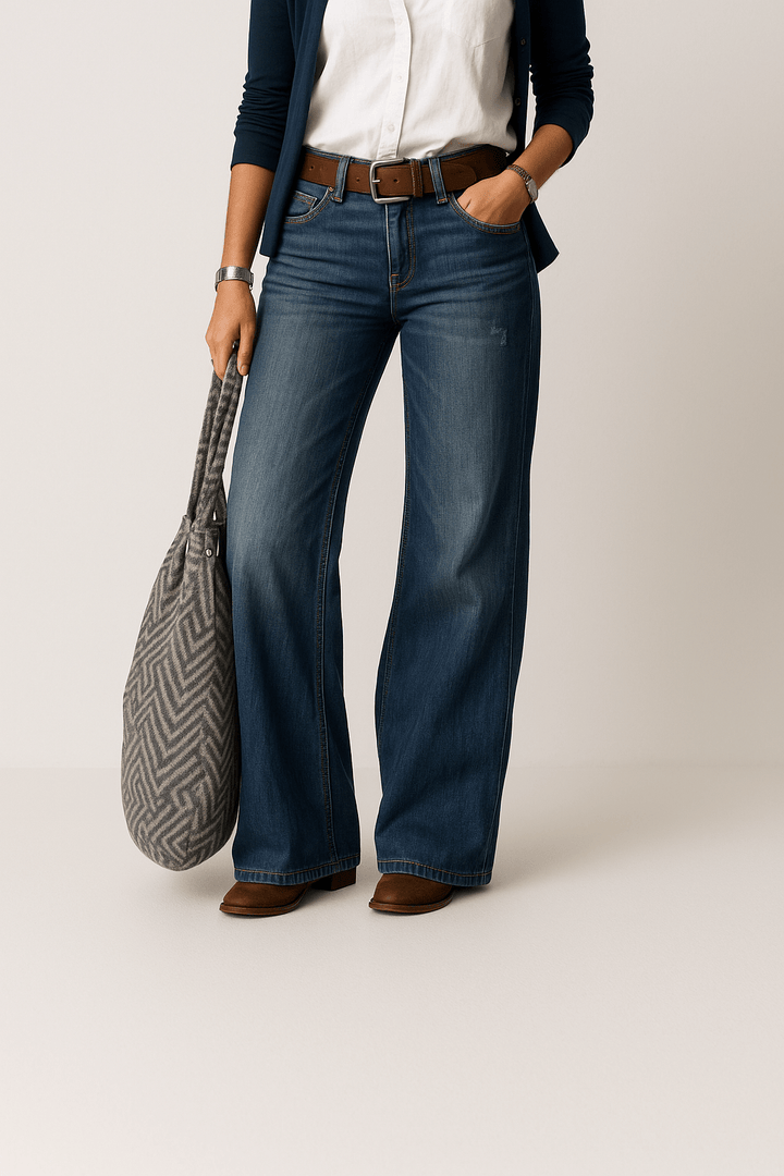 Klassiska Jeans | Vida Ben för Kvinnor med Slitstark Denim | Avslappnad Passform för Vardagsstil 0