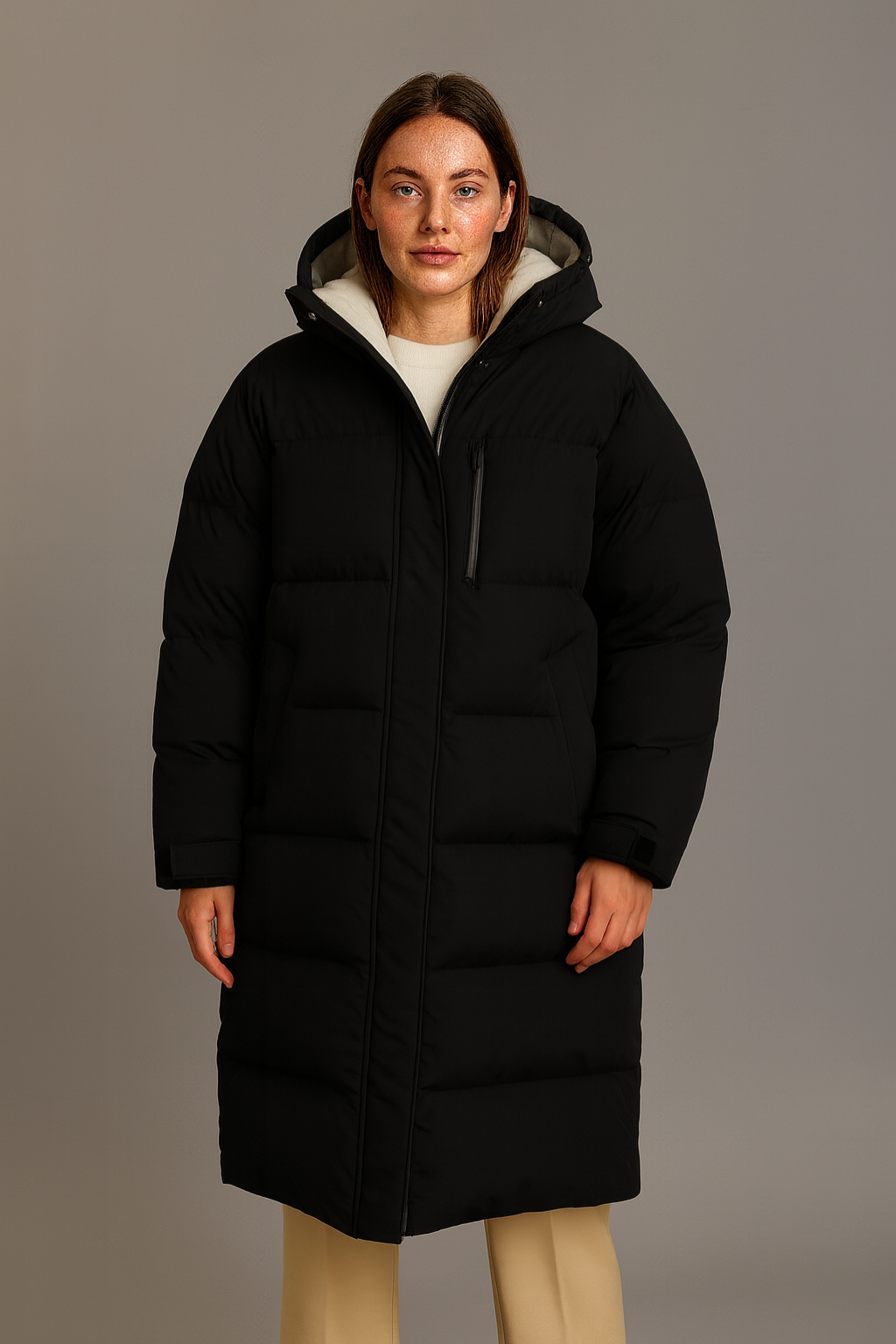 Kvinnors Longline Puffer Coat med Överdimensionerad Huva | Ultravarm Design för Kalla Vintrar 0