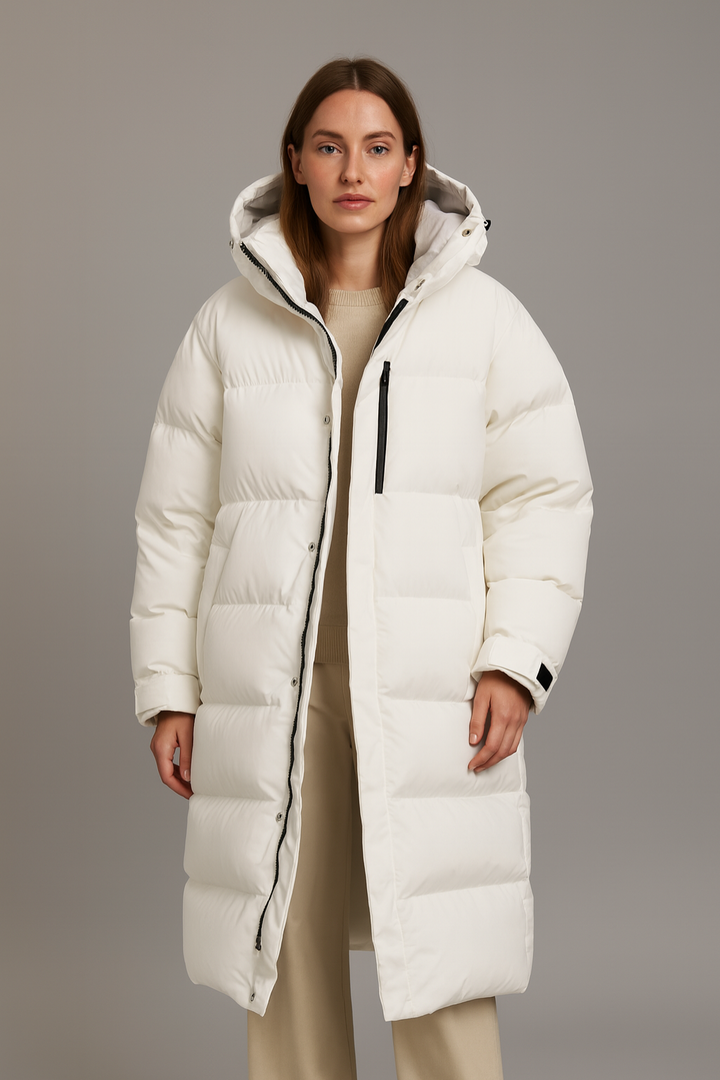 Kvinnors Longline Puffer Coat med Överdimensionerad Huva | Ultravarm Design för Kalla Vintrar 1