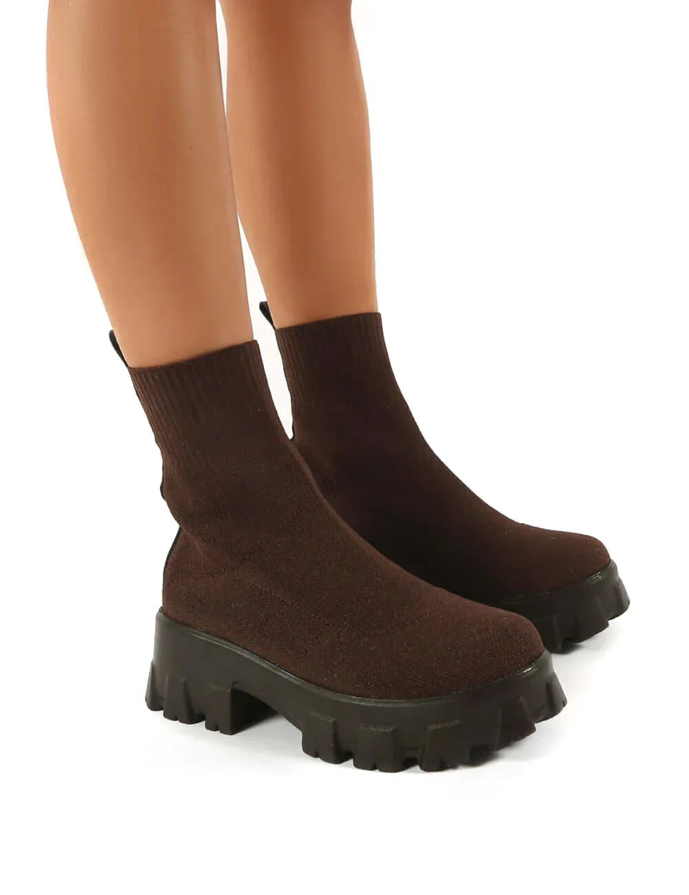 Kvinnors Plattformsstövlar | Sockstil med Chunky Klack och Dämpande Innersula | Mångsidiga Ankelboots för Komfort och Stil 2