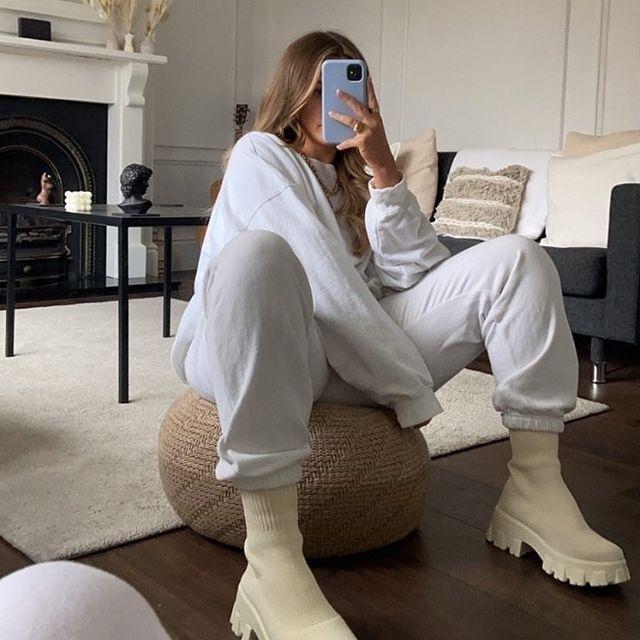 Kvinnors Plattformsstövlar | Sockstil med Chunky Klack och Dämpande Innersula | Mångsidiga Ankelboots för Komfort och Stil 6