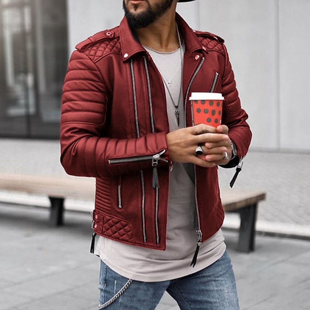 Läderbikerjacka för Män med Asymmetrisk Dragkedja | Elegant Design för Urban Stil 2