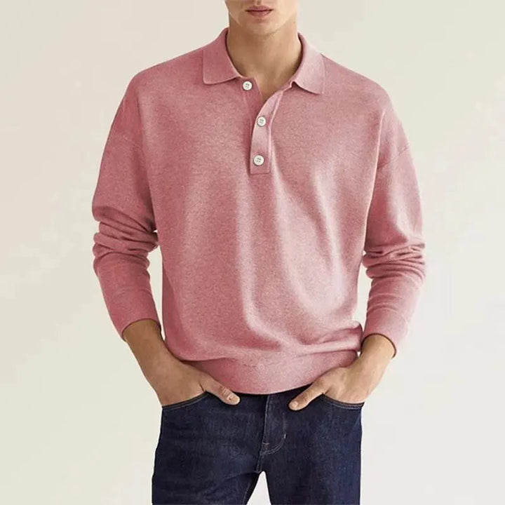 Långärmad Piketröja för Män med Snygg Krage | Perfekt för Casual och Smart Casual Tillfällen 0