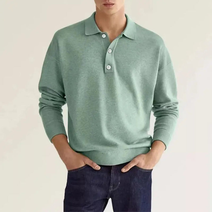 Långärmad Piketröja för Män med Snygg Krage | Perfekt för Casual och Smart Casual Tillfällen 2