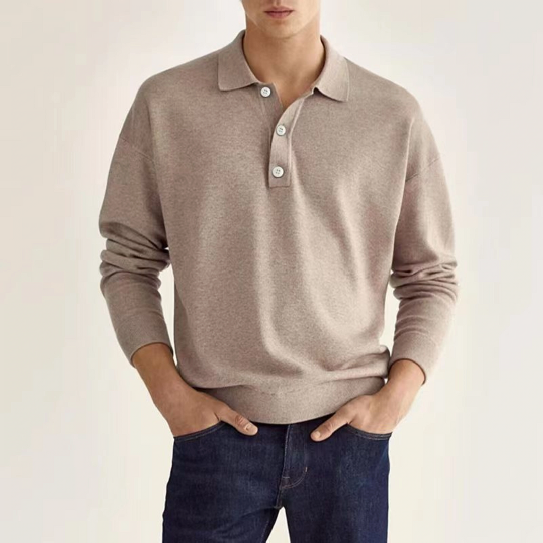 Långärmad Piketröja för Män med Snygg Krage | Perfekt för Casual och Smart Casual Tillfällen 3