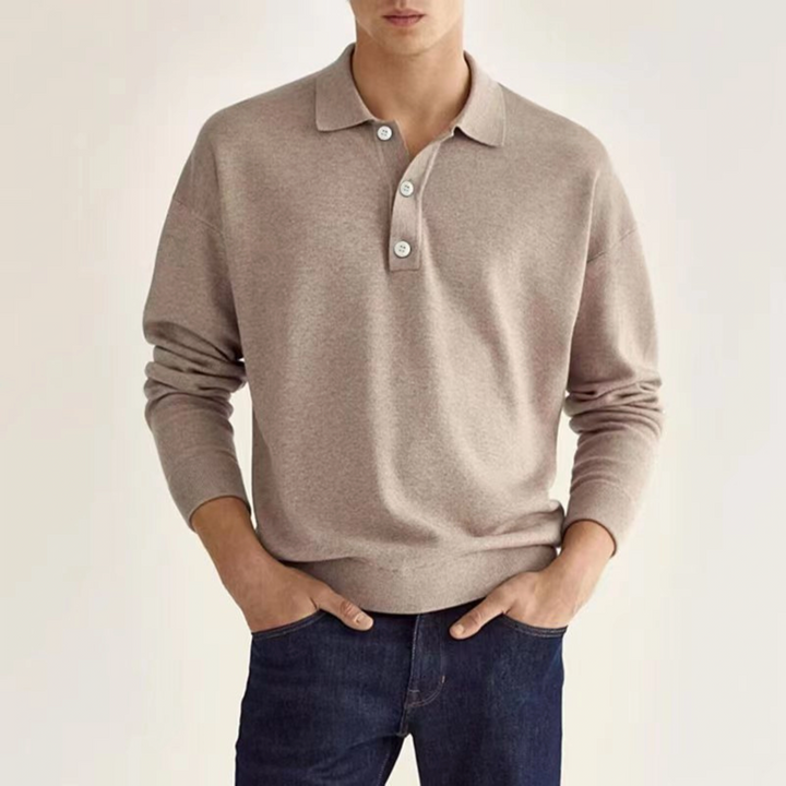 Långärmad Piketröja för Män med Snygg Krage | Perfekt för Casual och Smart Casual Tillfällen 3