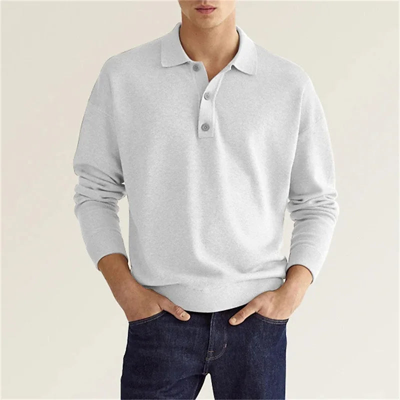 Långärmad Piketröja för Män med Snygg Krage | Perfekt för Casual och Smart Casual Tillfällen 4