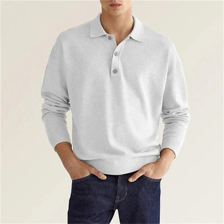 Långärmad Piketröja för Män med Snygg Krage | Perfekt för Casual och Smart Casual Tillfällen 4