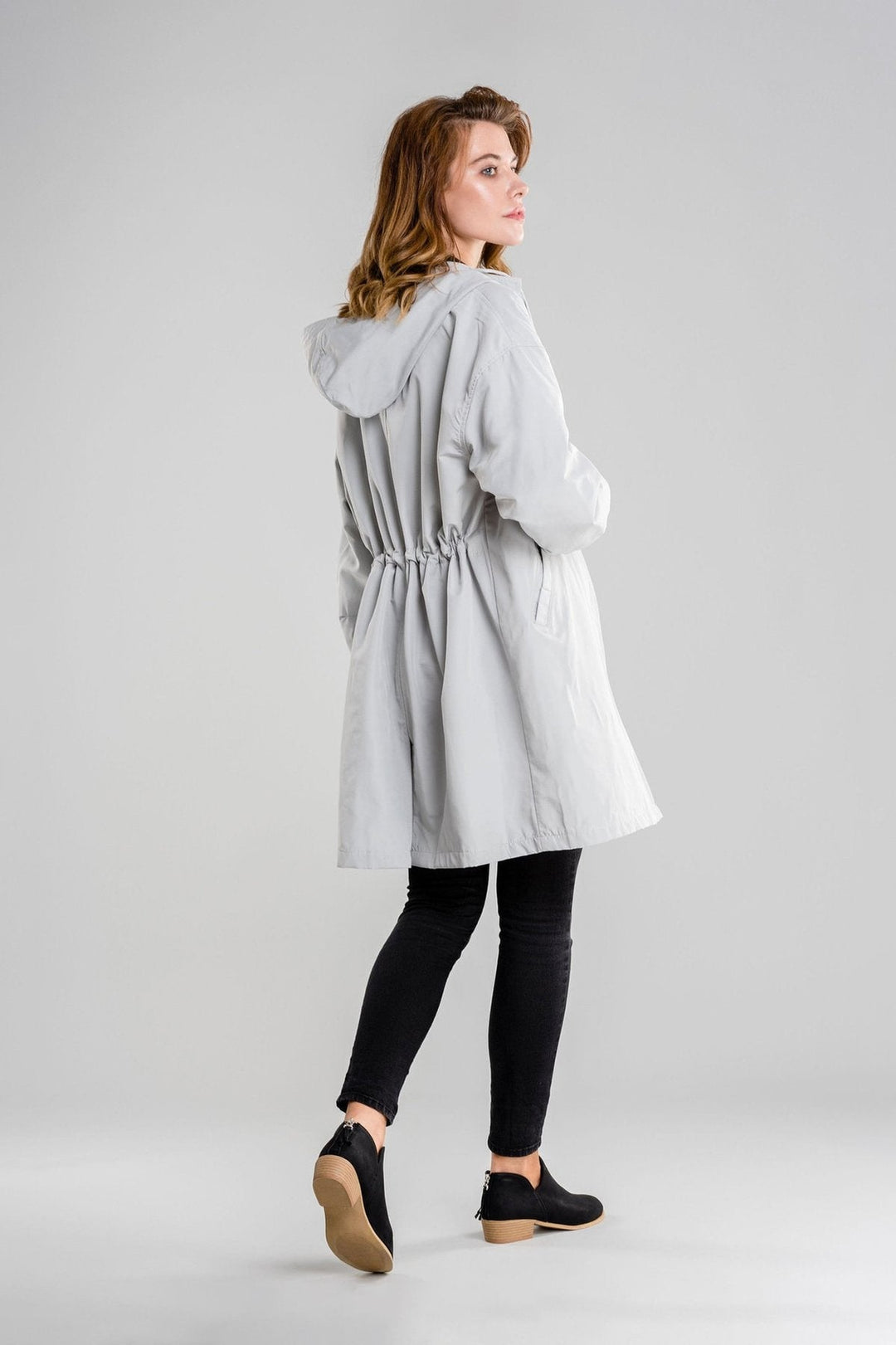 Lätt Longline Jacka Dam med Huva och Knappstängning | Avslappnad Design för Vardagsbruk 1