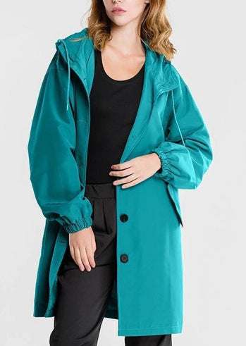 Lätt Longline Jacka Dam med Huva och Knappstängning | Avslappnad Design för Vardagsbruk 14