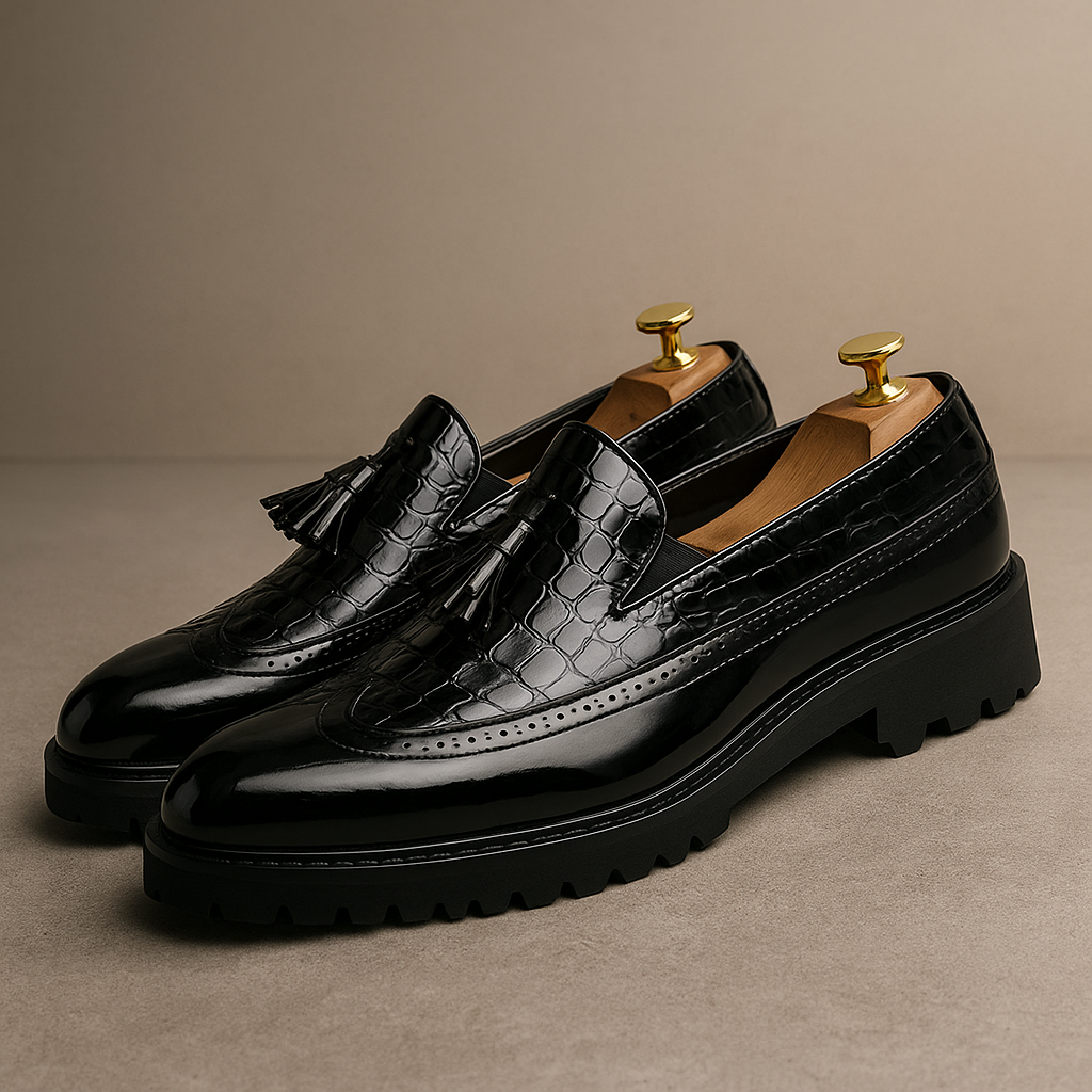 Leo | Eleganta Krokodilmönstrade Loafers Män 1