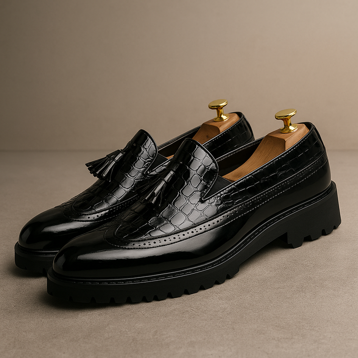 Leo | Eleganta Krokodilmönstrade Loafers Män 1