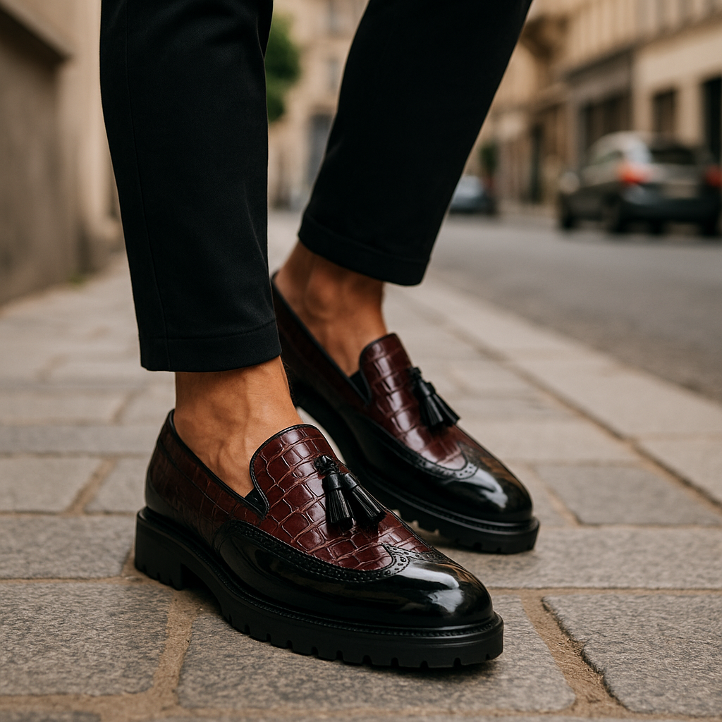 Leo | Eleganta Krokodilmönstrade Loafers Män 3