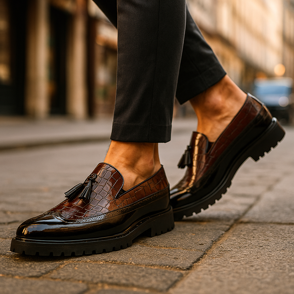 Leo | Eleganta Krokodilmönstrade Loafers Män 4