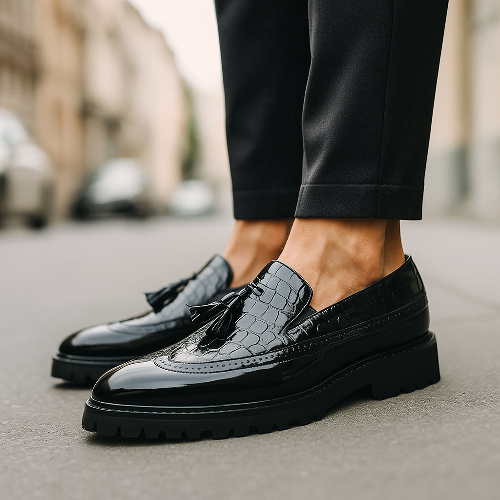 Leo | Eleganta Krokodilmönstrade Loafers Män 5