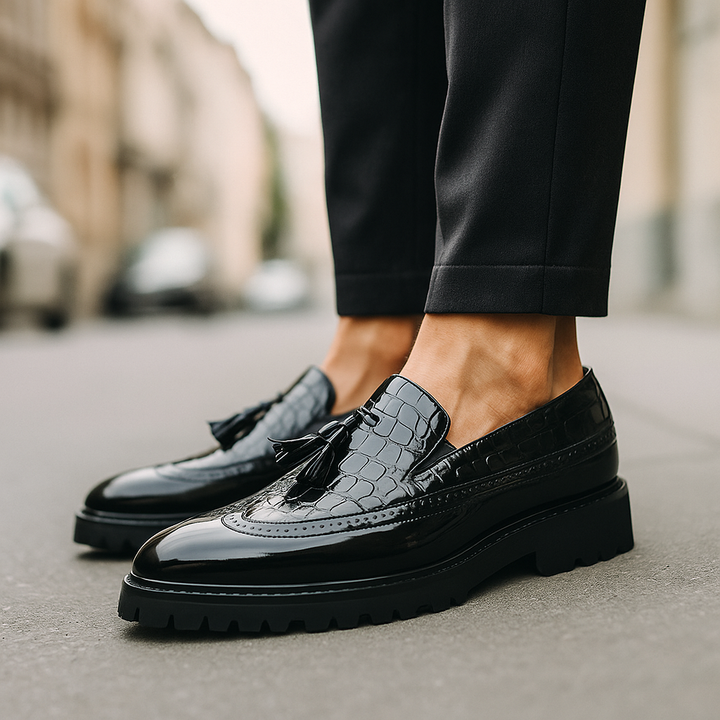 Leo | Eleganta Krokodilmönstrade Loafers Män 5