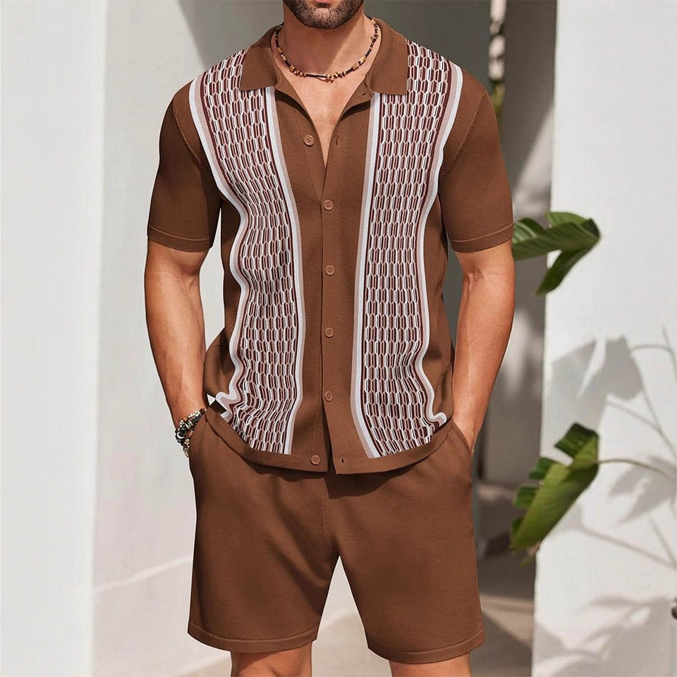 Liam | Avslappnad Kortärmad Skjorta och Shorts Set 3