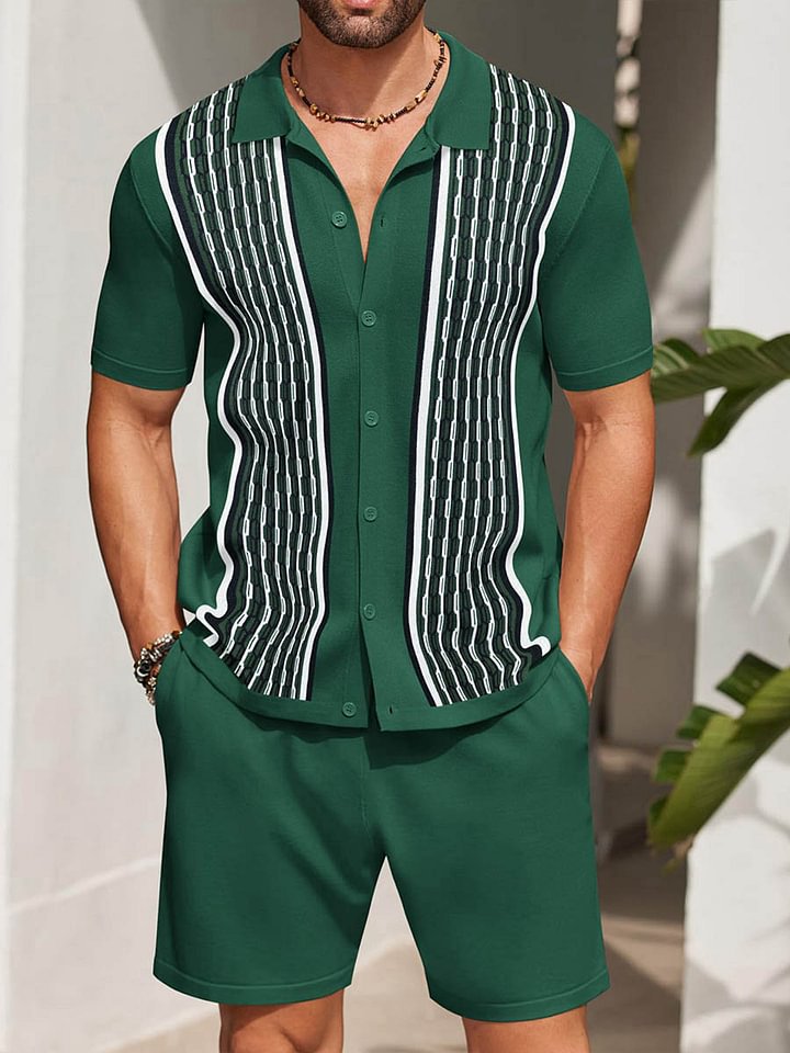 Liam | Avslappnad Kortärmad Skjorta och Shorts Set 5