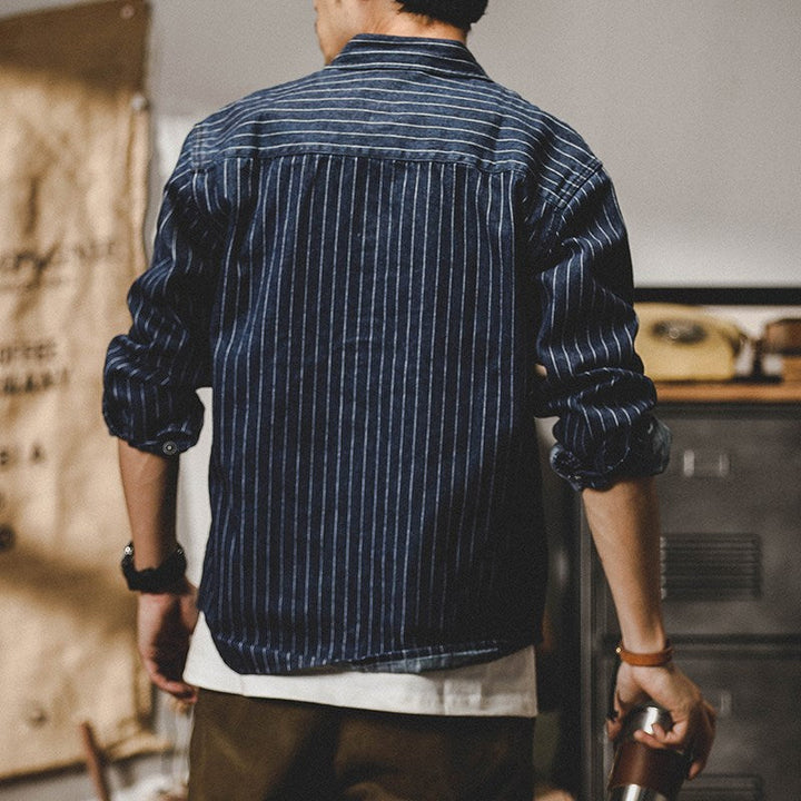 Liam | Avslappnad Randig Denimskjorta för Vardagsbruk 4