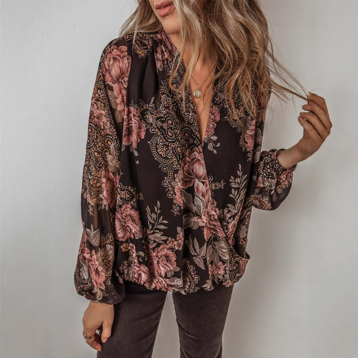 Liam | Elegant Blommig Chiffongpullover med V-Ringning 1