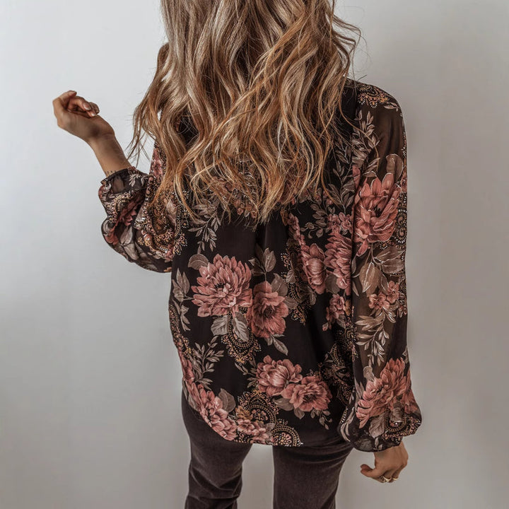 Liam | Elegant Blommig Chiffongpullover med V-Ringning 2