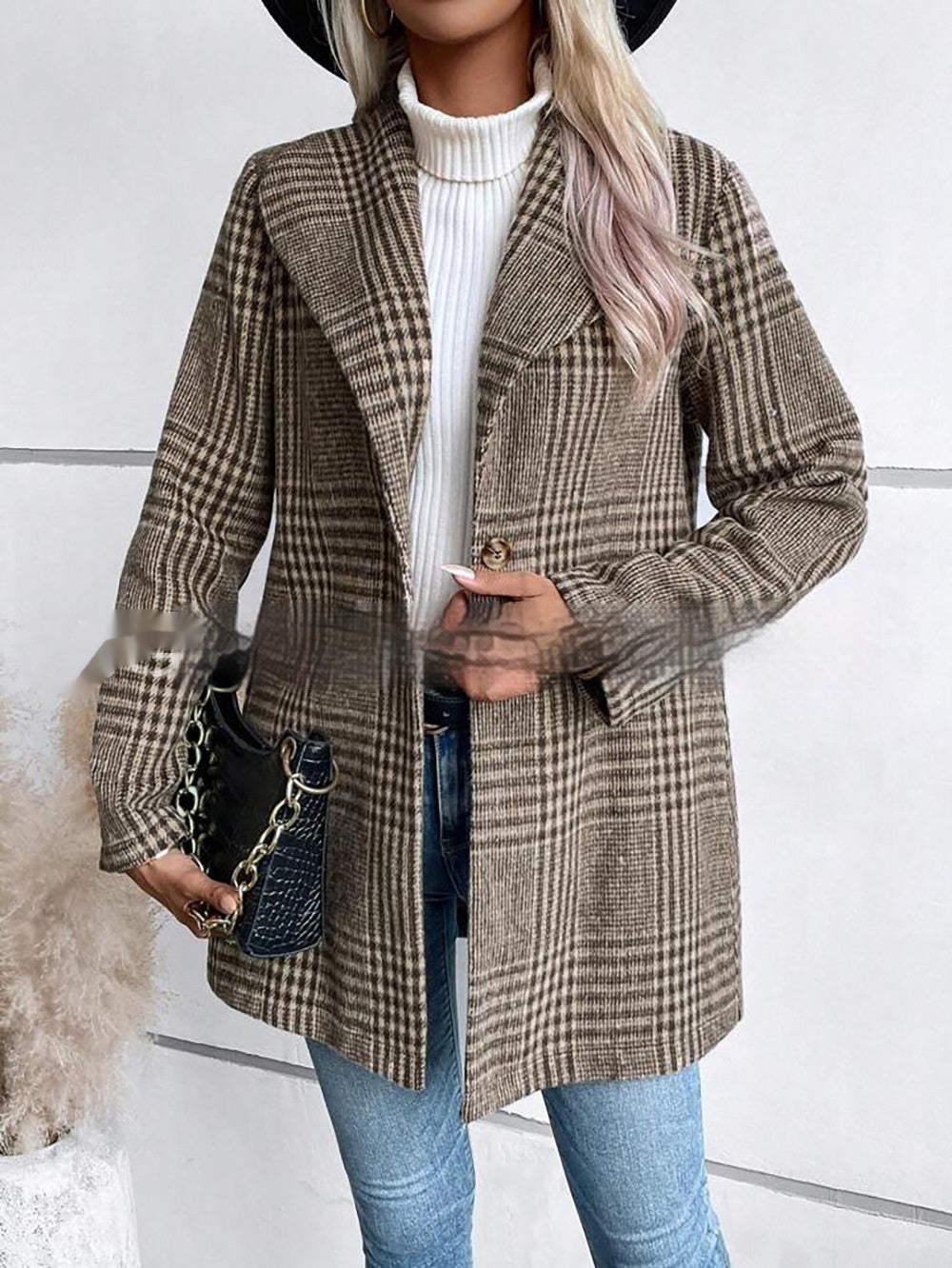 Liam | Elegant Slim Fit Höstkappa Dam med Rutigt Mönster 0