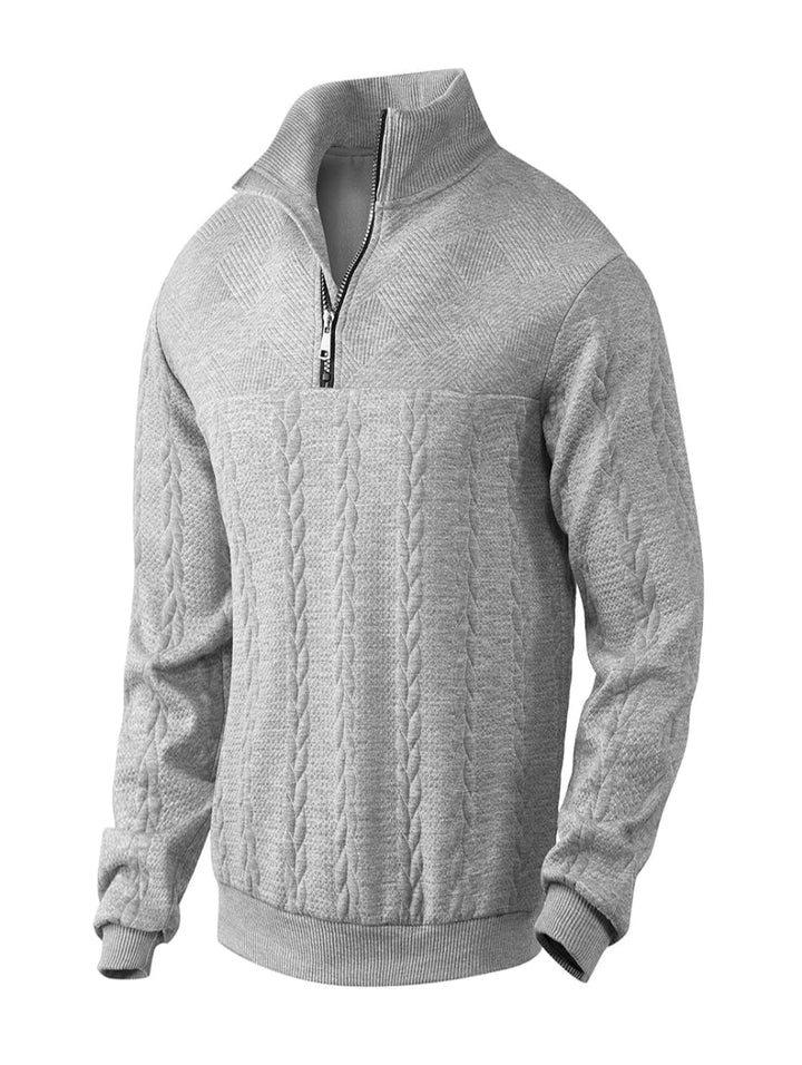 Liam | Elegant Stickad Halvzip-Tröja med Flätmönster för Dam 2