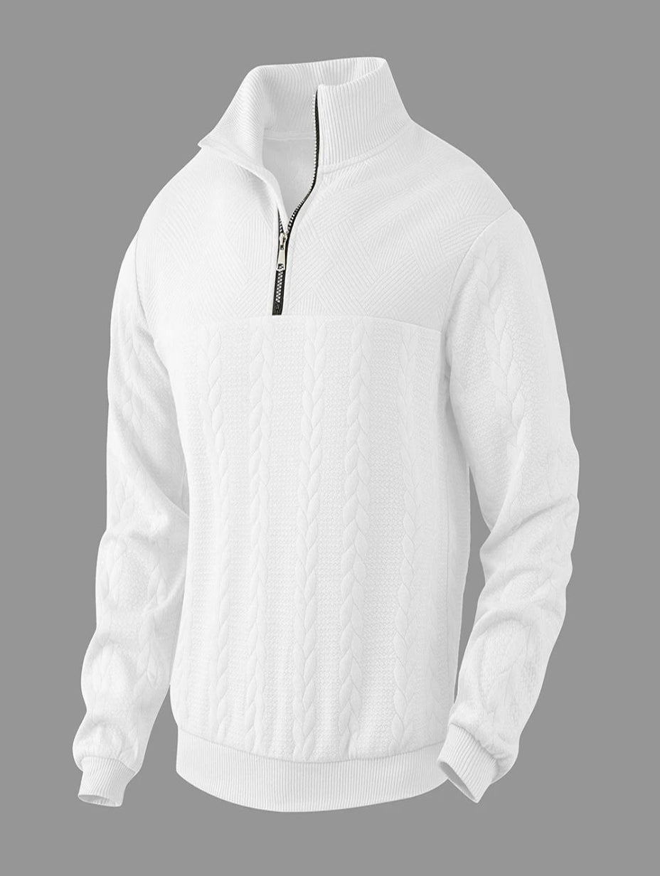 Liam | Elegant Stickad Halvzip-Tröja med Flätmönster för Dam 5