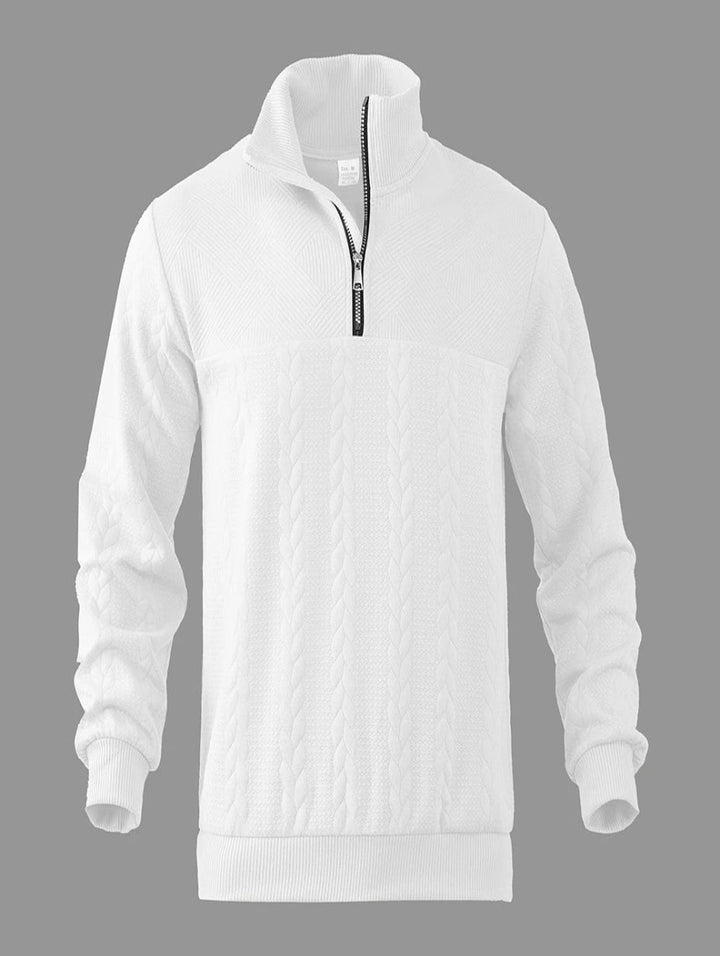 Liam | Elegant Stickad Halvzip-Tröja med Flätmönster för Dam 8