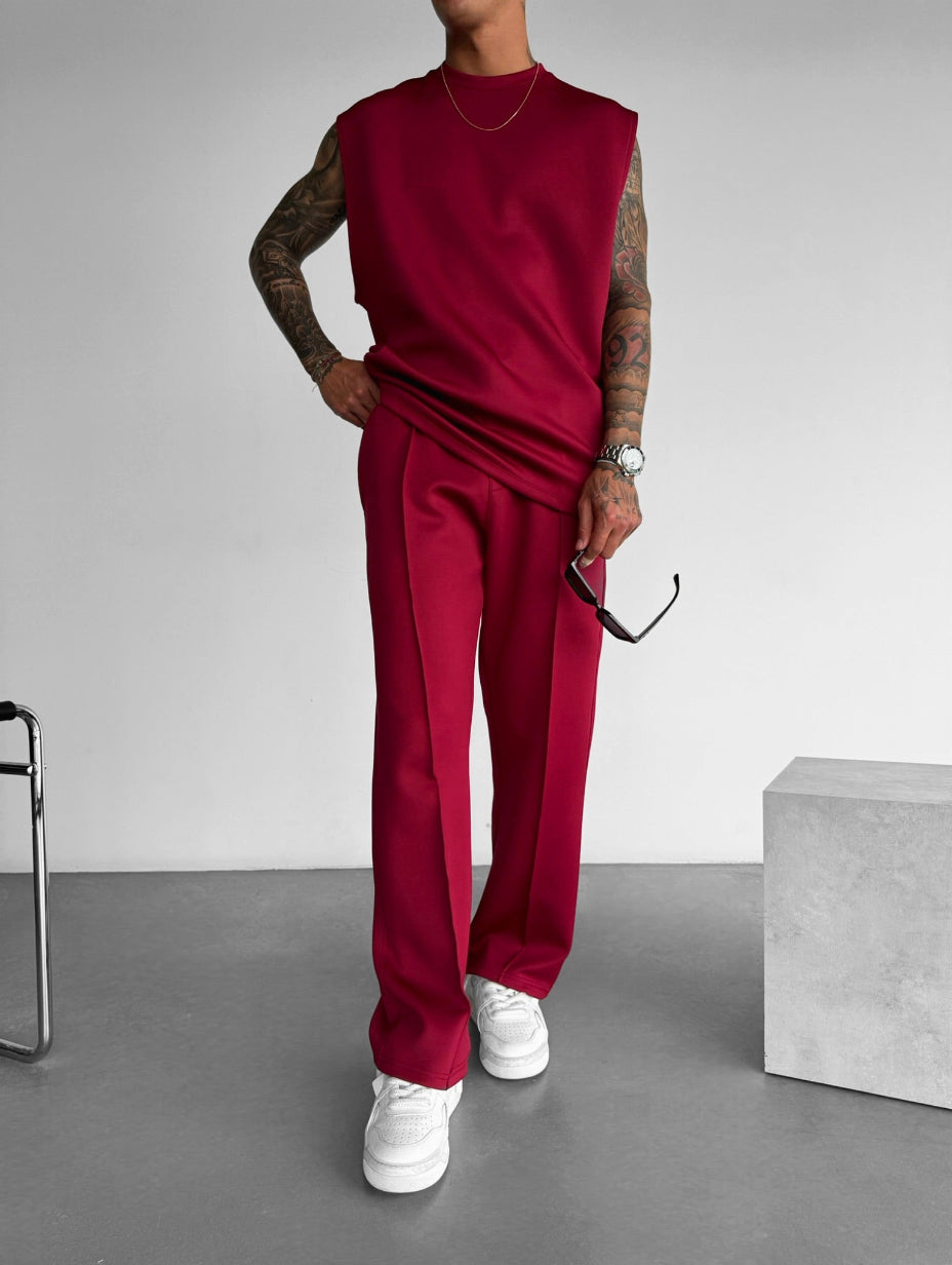 Liam | Mjuk Ärmlös Topp och Skräddarsydda Byxor Lounge Set för Herrar 6