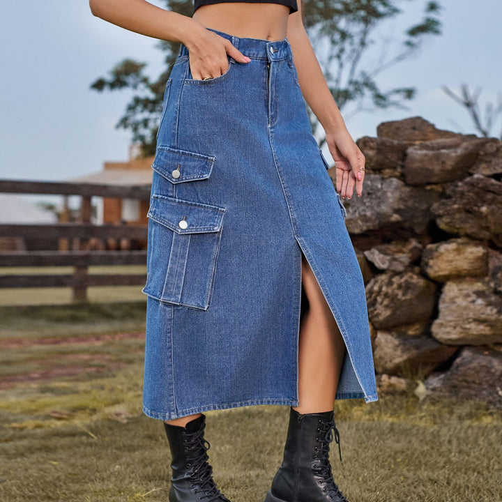 Liam | Praktisk Denim Cargokjol med Fickor 1