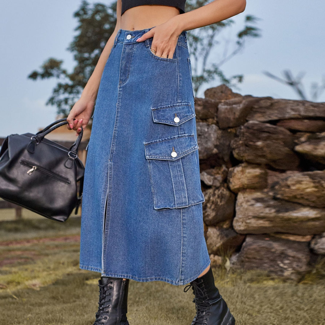 Liam | Praktisk Denim Cargokjol med Fickor 3