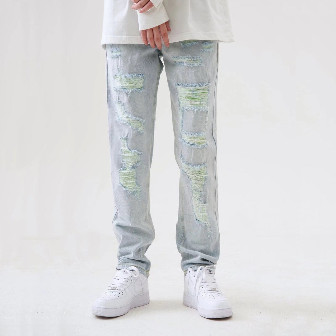 Liam | Slitna Ljusblå Raka Jeans Herr 0