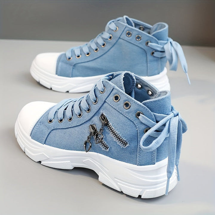 Liam | Trendiga Platåsneakers med Snörning och Dragkedja 0