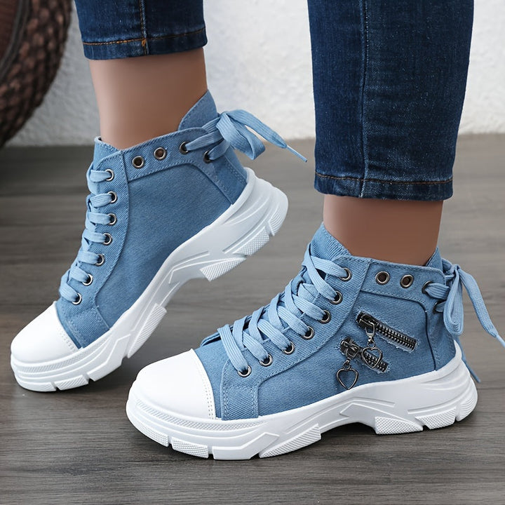 Liam | Trendiga Platåsneakers med Snörning och Dragkedja 1