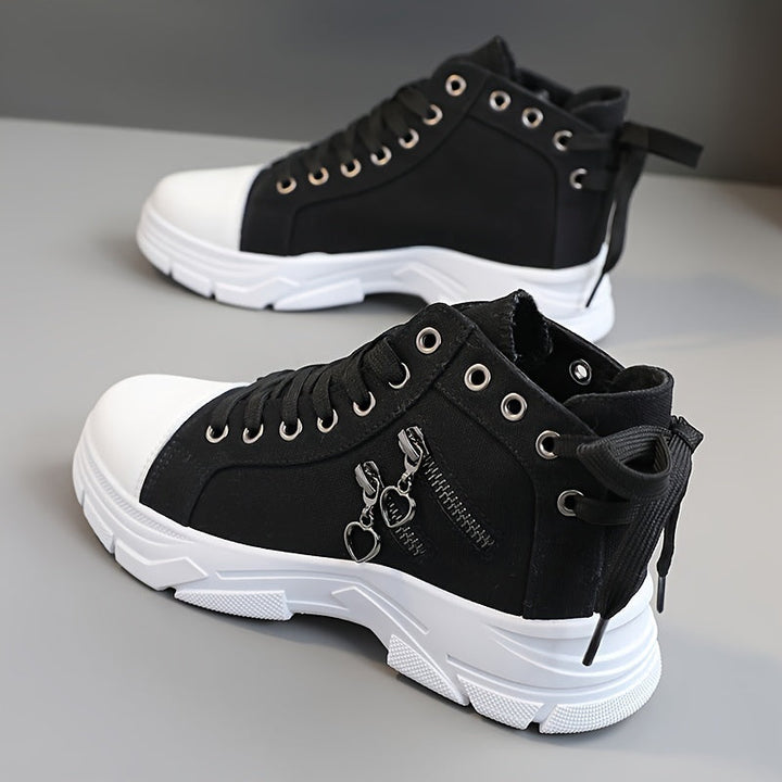 Liam | Trendiga Platåsneakers med Snörning och Dragkedja 6