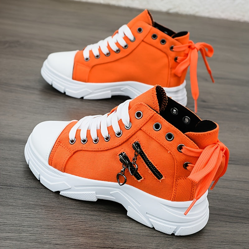 Liam | Trendiga Platåsneakers med Snörning och Dragkedja 9