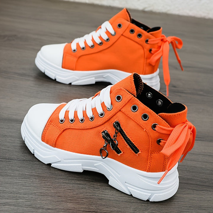 Liam | Trendiga Platåsneakers med Snörning och Dragkedja 9