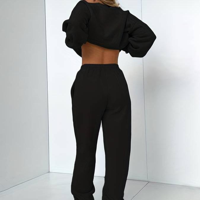 Loungewear Set för Damer | Mjuk Tröja och Joggingsbyxor med Flexibel Passform | Perfekt för Avkoppling och Utflykter 1