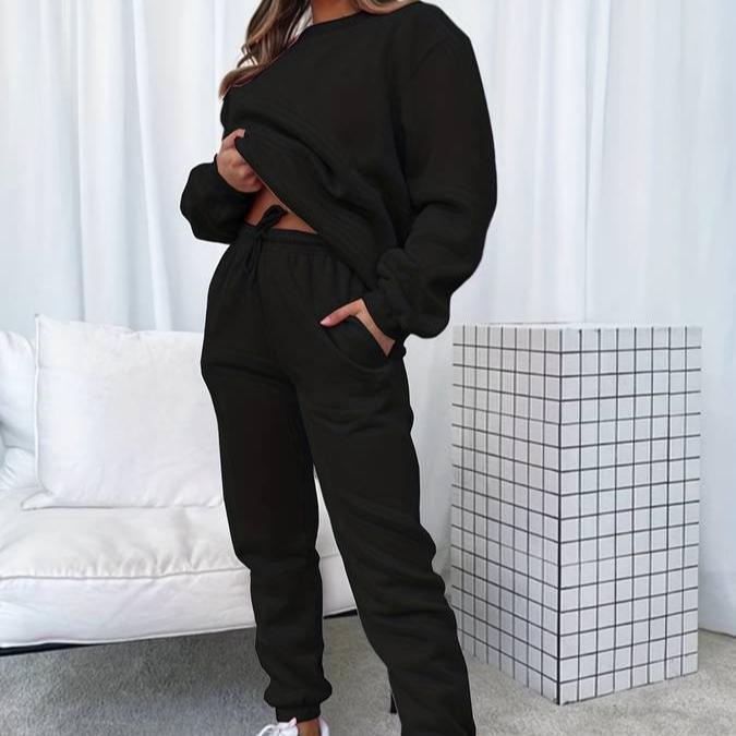 Loungewear Set för Damer | Mjuk Tröja och Joggingsbyxor med Flexibel Passform | Perfekt för Avkoppling och Utflykter 2
