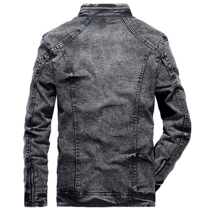 Mångsidig Svart Jeansjacka för Män med Dragkedja och Justerbar Midja | Slitstark Design för Komfort och Stil 2