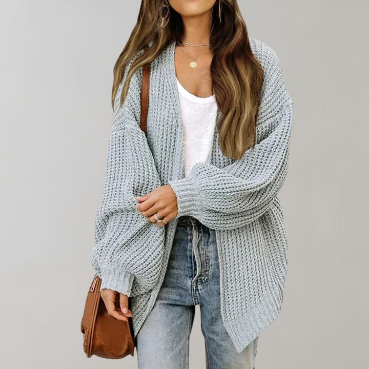 Mångsidig Svart Stickad Kofta för Kvinnor med Öppen Front | Elegant Oversize Design för Komfort och Stil 2