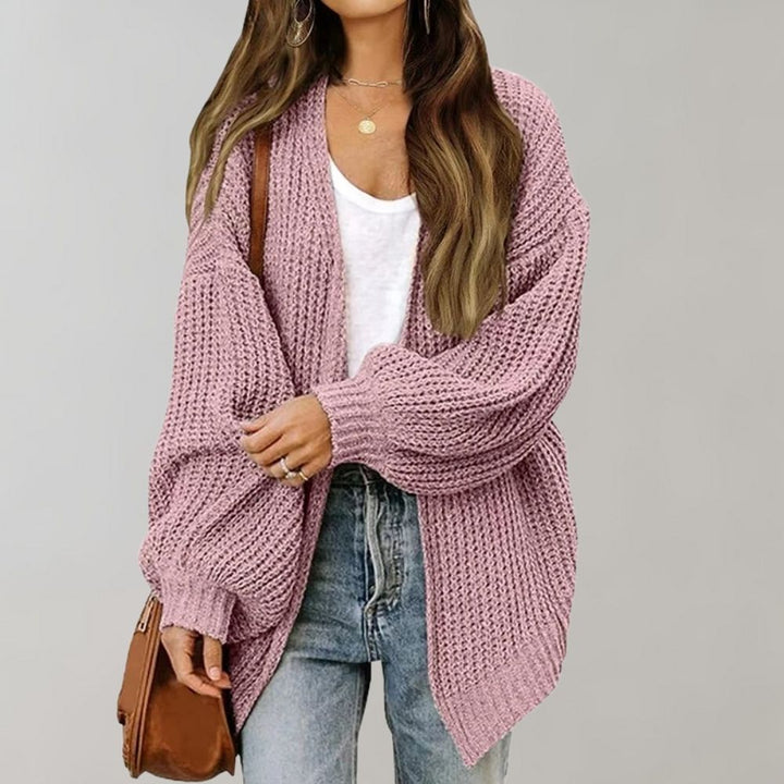 Mångsidig Svart Stickad Kofta för Kvinnor med Öppen Front | Elegant Oversize Design för Komfort och Stil 3