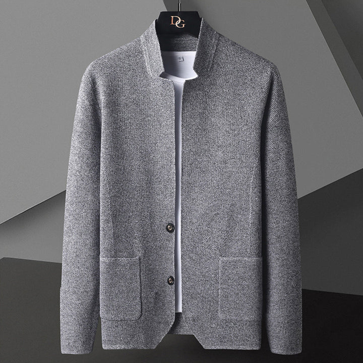 Mångsidig Svart Stickad Kofta med Ståkrage | Elegant Design för Komfort 0
