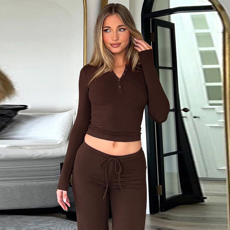 Mason | Elegant Höstset med Långärmad Topp och Högmidjade Byxor 2
