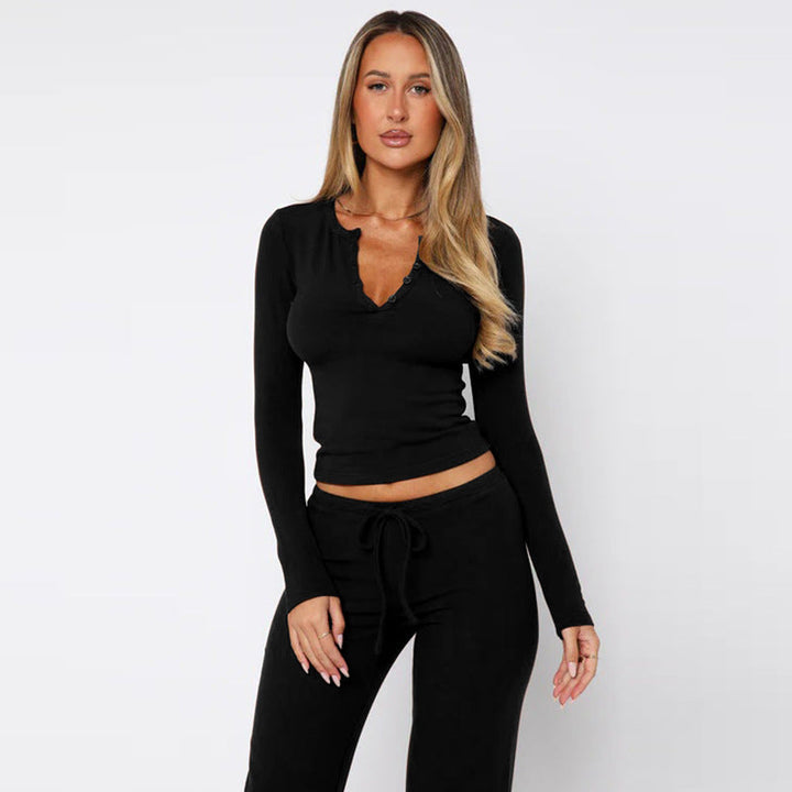 Mason | Elegant Höstset med Långärmad Topp och Högmidjade Byxor 3