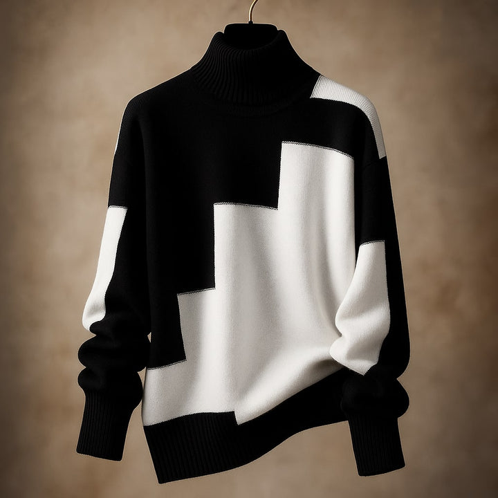 Mason | Elegant Ribbstickad Topp Med Polokrage 0