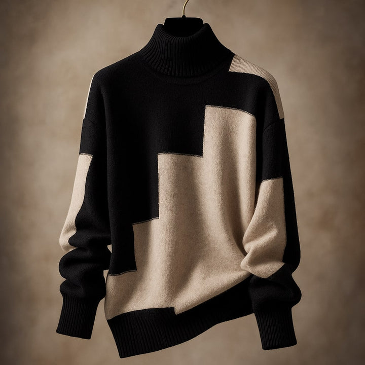 Mason | Elegant Ribbstickad Topp Med Polokrage 1
