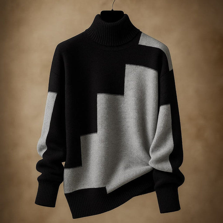 Mason | Elegant Ribbstickad Topp Med Polokrage 2